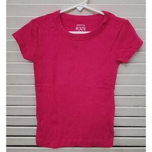 Children's Place Little Embroidered Heart Fushia Pink Tee Size 4T